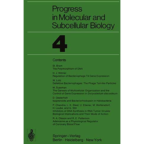 Progress in Molecular and Subcellular Biology [Paperback]