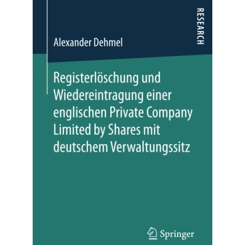 Registerl?schung und Wiedereintragung einer englischen Private Company Limited b [Paperback]