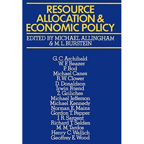 Resource Allocation and Economic Policy [Paperback]