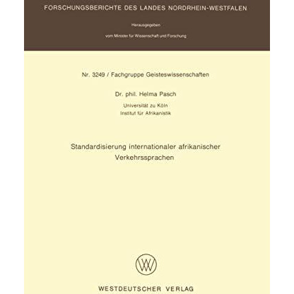 Standardisierung internationaler afrikanischer Verkehrssprachen [Paperback]