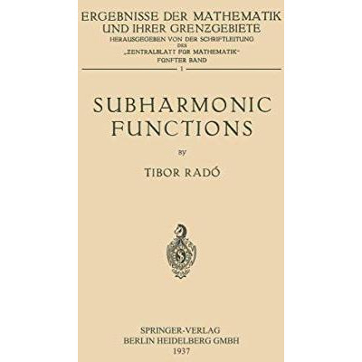 Subharmonic Functions [Paperback]