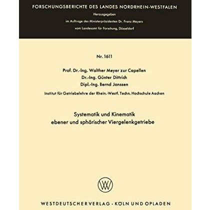 Systematik und Kinematik ebener und sph?rischer Viergelenkgetriebe [Paperback]