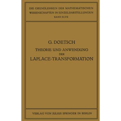 Theorie und Anwendung der Laplace-Transformation [Paperback]