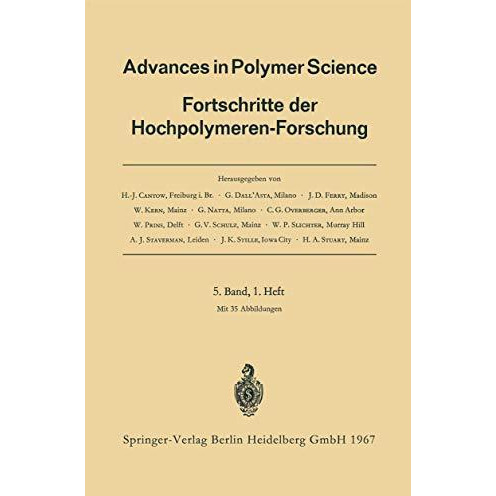 Advances in Polymer Science: Fortschritte der Hochpolymeren-Forschung [Paperback]