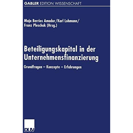 Beteiligungskapital in der Unternehmensfinanzierung: Grundfragen  Konzepte  Er [Paperback]