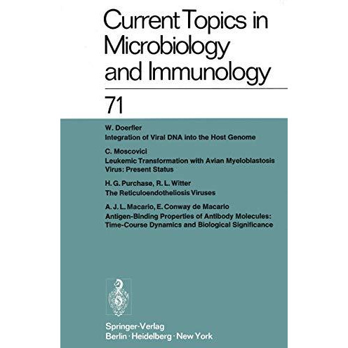 Current Topics in Microbiology and Immunology / Ergebnisse der Mikrobiologie und [Paperback]