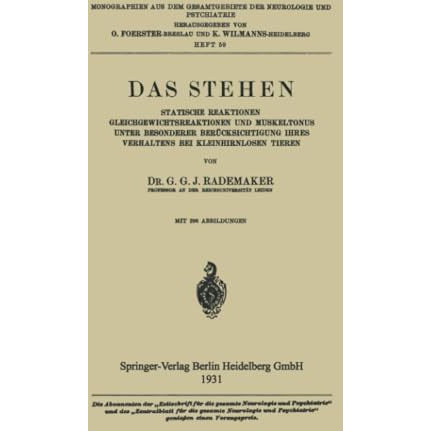 Das Stehen: Statische Reaktionen Gleichgewichtsreaktionen und Muskeltonus unter  [Paperback]