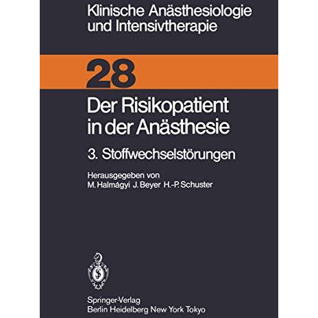 Der Risikopatient in der An?sthesie: 3. Stoffwechselst?rungen [Paperback]