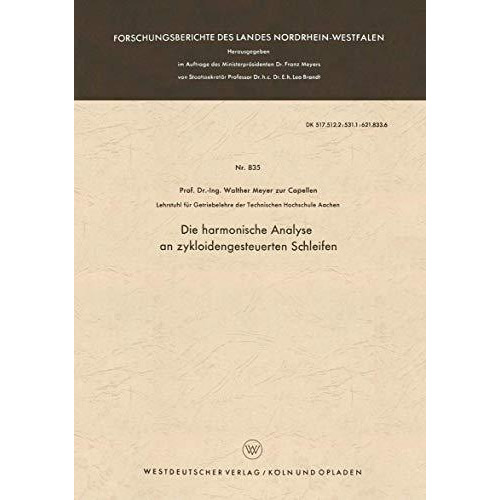 Die harmonische Analyse an zykloidengesteuerten Schleifen [Paperback]