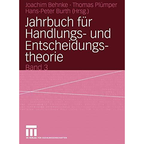 Jahrbuch f?r Handlungs- und Entscheidungstheorie: Band 3 [Paperback]