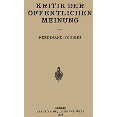 Kritik der ?ffentlichen Meinung [Paperback]