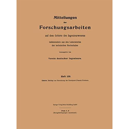 Mitteilungen ?ber Forschungsarbeiten auf dem Gebiete des Ingenieurwesens: insbes [Paperback]