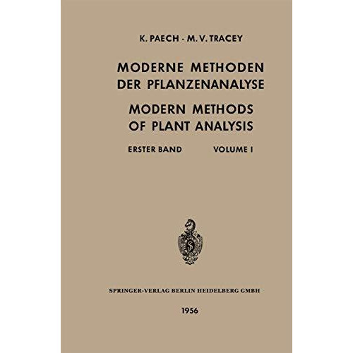 Moderne Methoden der Pflanzenanalyse / Modern Methods of Plant Analysis: Erster  [Paperback]