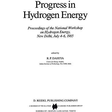 Progress in Hydrogen Energy: Proceedings of the National Workshop on Hydrogen En [Hardcover]