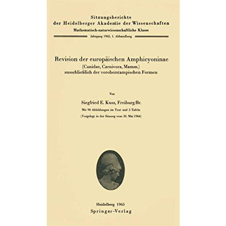 Revision der europ?ischen Amphicyoninae: (Canidae, Carnivora, Mamm.) ausschlie?l [Paperback]