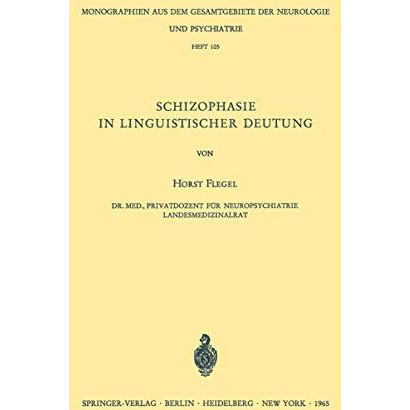 Schizophasie in Linguistischer Deutung [Paperback]