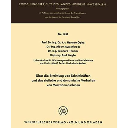 ?ber die Ermittlung von Schnittkr?ften und das statistische und dynamische Verha [Paperback]