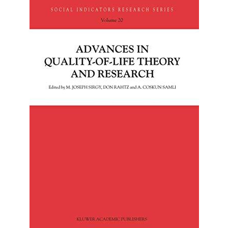 Advances in Quality-of-Life Theory and Research [Hardcover]