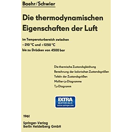 Die thermodynamischen Eigenschaften der Luft: im Temperaturbereich zwischen 210 [Paperback]