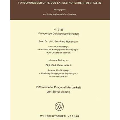 Differentielle Prognostizierbarkeit von Schulleistung [Paperback]