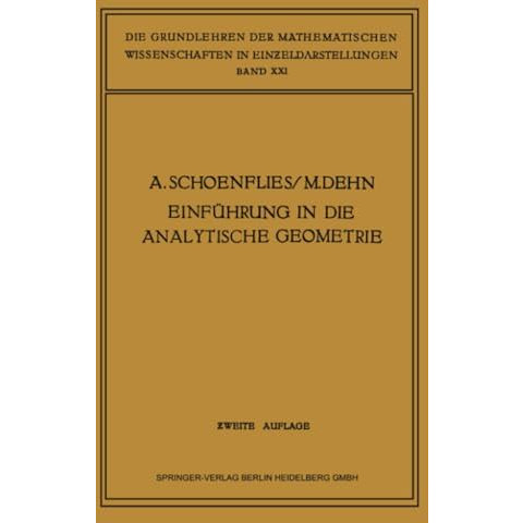 Einf?hrung in die Analytische Geometrie der Ebene und des Raumes [Paperback]