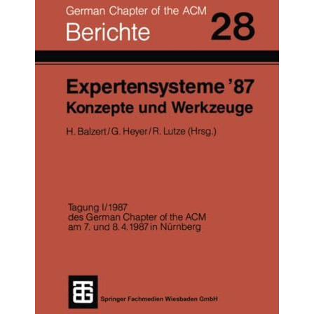 Expertensysteme 87 Konzepte und Werkzeuge [Paperback]