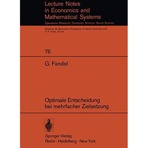 Optimale Entscheidung bei mehrfacher Zielsetzung [Paperback]