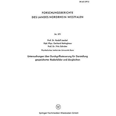 Untersuchungen ?ber Durchgriffssteuerung f?r Darstellung gespeicherter Radarbild [Paperback]