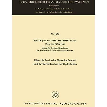 ?ber die ferritische Phase im Zement und ihr Verhalten bei der Hydratation [Paperback]