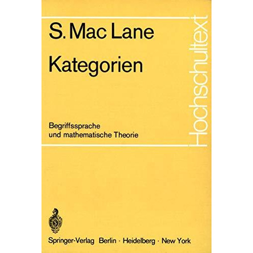 Kategorien: Begriffssprache und mathematische Theorie [Paperback]