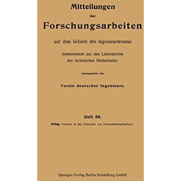 Verluste in den Schaufeln von Freistrahldampfturbinen [Paperback]