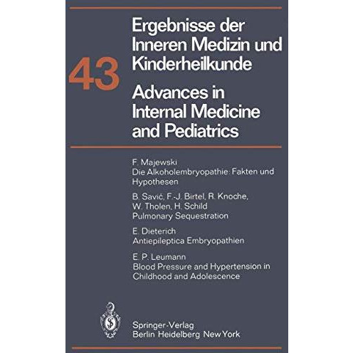 Advances in Internal Medicine and Pediatrics/Ergebnisse der Inneren Medizin und  [Paperback]