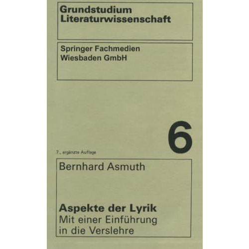 Aspekte der Lyrik: Mit einer Einf?hrung in die Verslehre [Paperback]