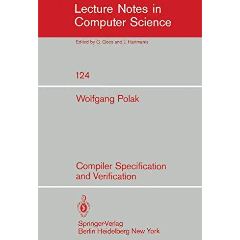 Compiler Specification and Verification [Paperback]