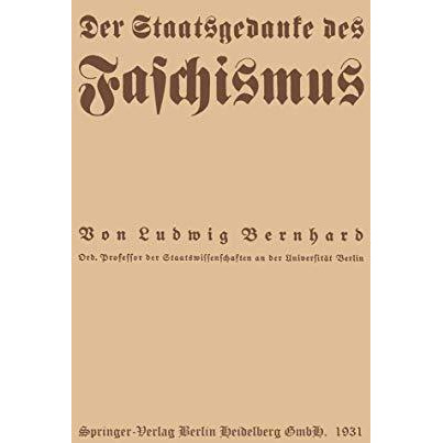 Der Staatsgedanke des Faschismus [Paperback]