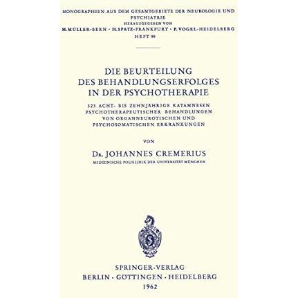 Die Beurteilung des Behandlungserfolges in der Psychotherapie: 523 Acht- Bis Zeh [Paperback]