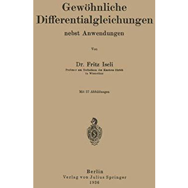 Gew?hnliche Differentialgleichungen nebst Anwendungen [Paperback]