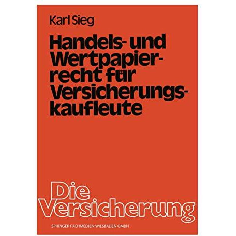 Handels- und Wertpapierrecht f?r Versicherungskaufleute [Paperback]