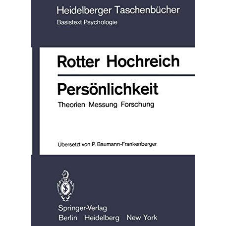 Pers?nlichkeit: Theorien Messung Forschung [Paperback]