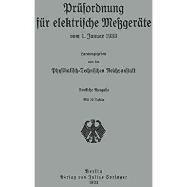 Pr?fordnung f?r elektrische Me?ger?te: vom 1. Januar 1933 [Paperback]