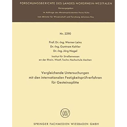 Vergleichende Untersuchungen mit den internationalen Festigkeitspr?fverfahren f? [Paperback]