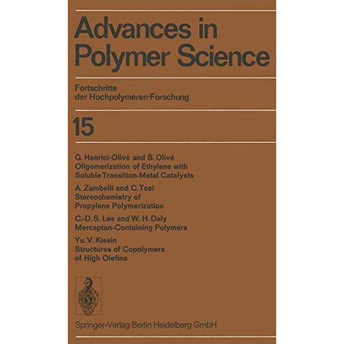 Advances in Polymer Science / Fortschritte der Hochpolymeren-Forschung [Paperback]