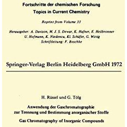 Anwendung der Gaschromatographie zur Trennung und Bestimmung anorganischer Stoff [Paperback]