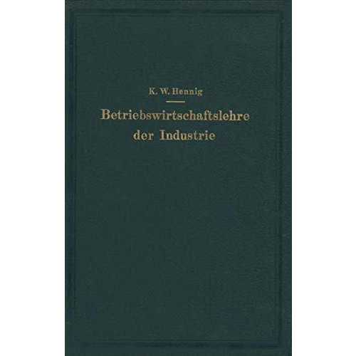 Betriebswirtschaftslehre der Industrie [Paperback]