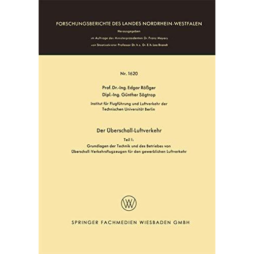 Der ?berschall-Luftverkehr: Grundlangen der Technik und des Betriebes von ?bersc [Paperback]