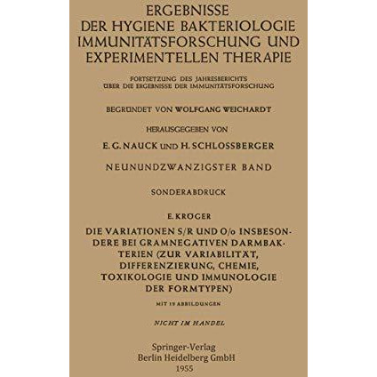 Die Variationen S/R und O/o Insbesondere bei Gramnegativen Darmbakterien: Zur Va [Paperback]