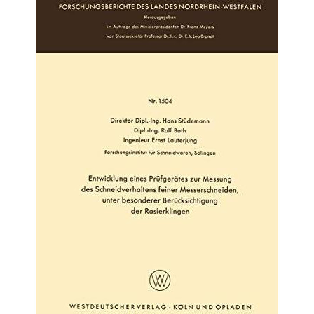 Entwicklung eines Pr?fger?tes zur Messung des Schneidverhaltens feiner Messersch [Paperback]