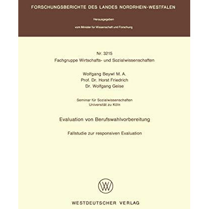 Evaluation von Berufswahlvorbereitung: Fallstudie zur responsiven Evaluation [Paperback]