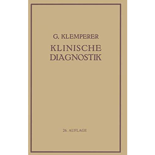 Grundriss Der Klinischen Diagnostik [Paperback]