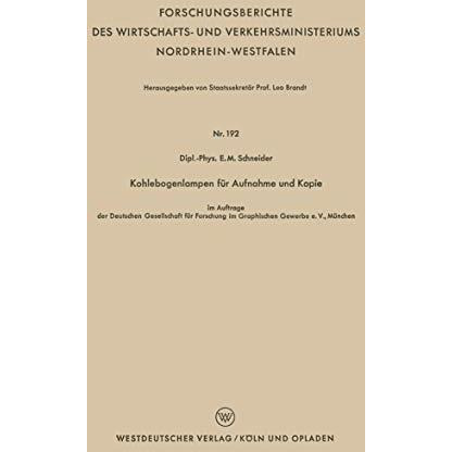 Kohlebogenlampen f?r Aufnahme und Kopie [Paperback]